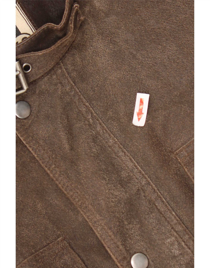 Vintage Herren Motorrad-Leder-Utility-Jacke UK 38 Mittelbraun