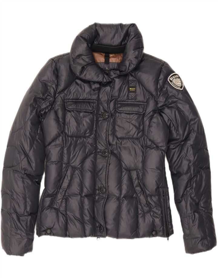 Blauer Damen Wattierte Jacke UK 12 Medium Marineblau Polyamid