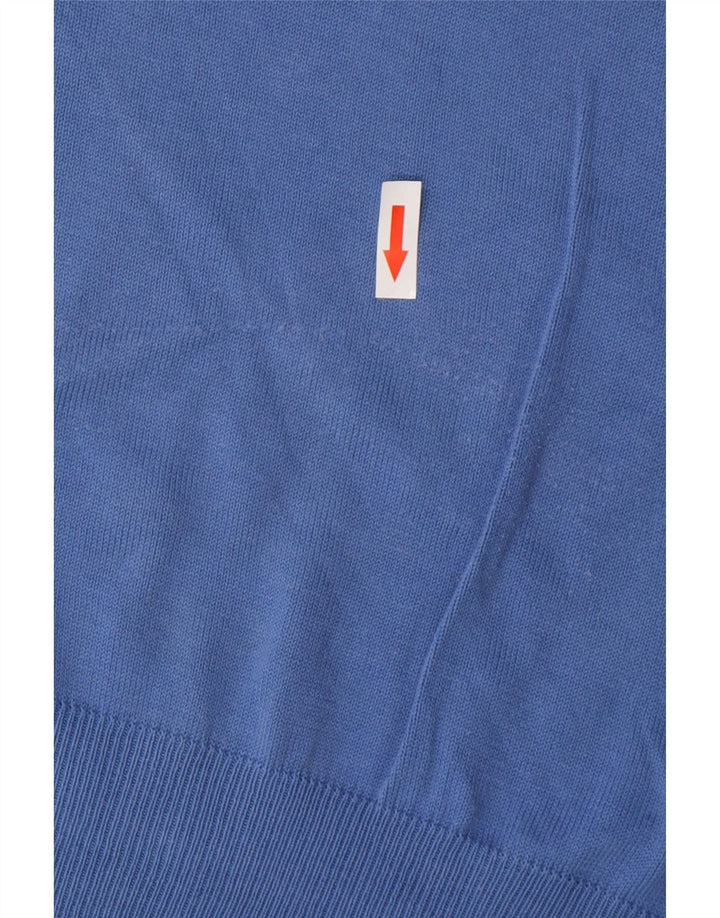 TRUSSARDI Herren-Pullover mit V-Ausschnitt, groß, aus blauer Baumwolle