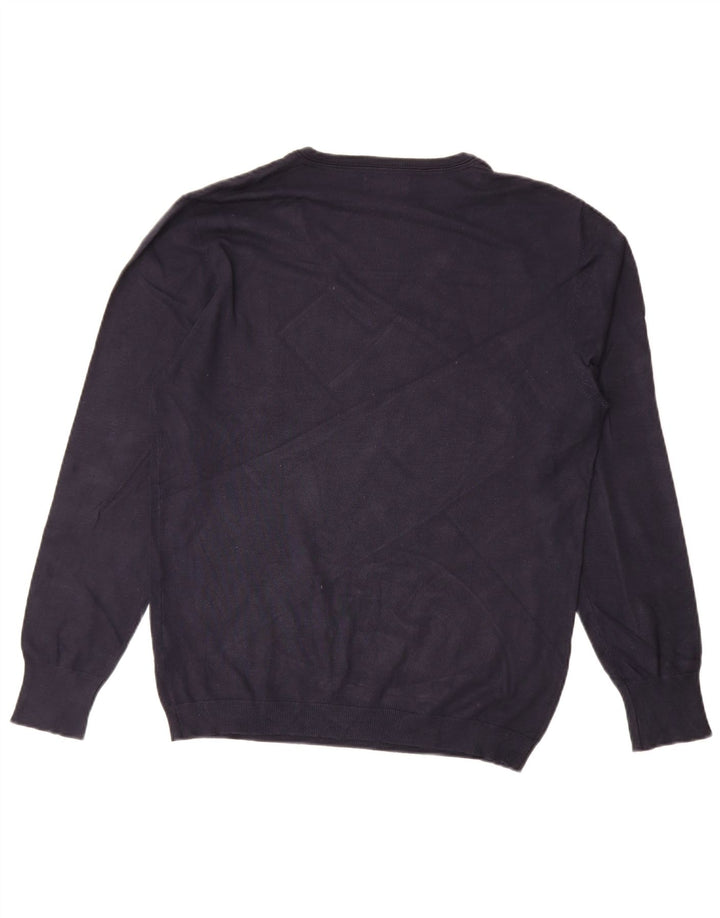 Zara Herren-Pullover mit V-Ausschnitt, groß, marineblaue Viskose