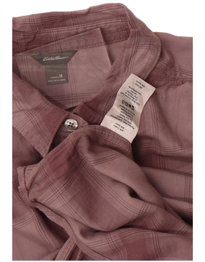 EDDIE BAUER Damen Pullover-Flanellhemd UK 14 Medium Burgundy Plaid