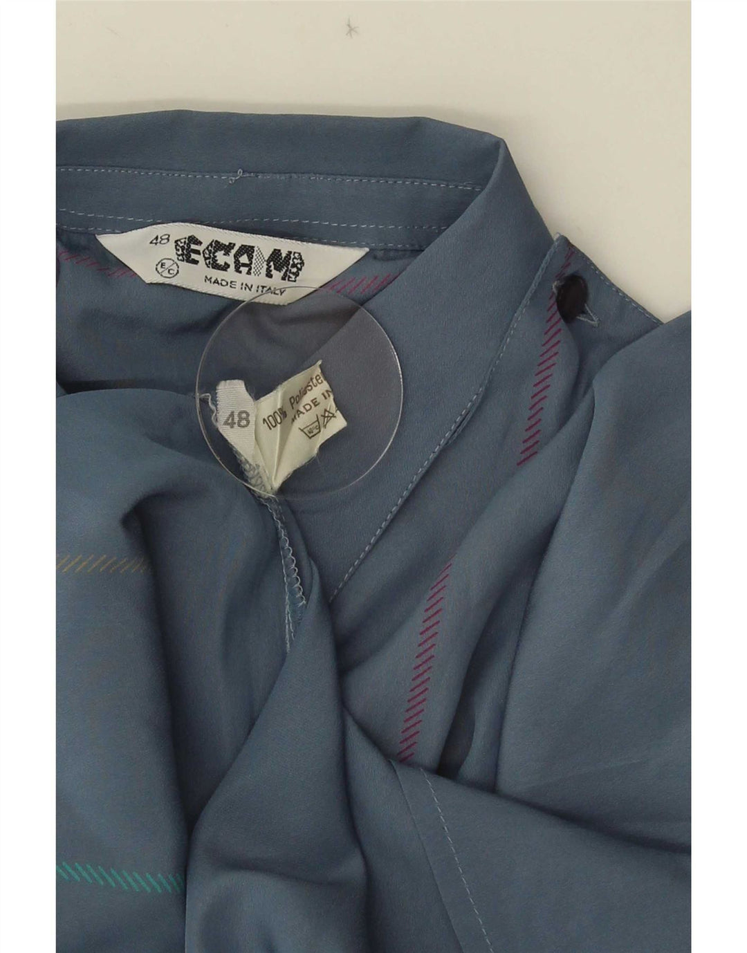 Vintage Damen Pullover Shirt IT 48 XL Blau gestreift Polyester