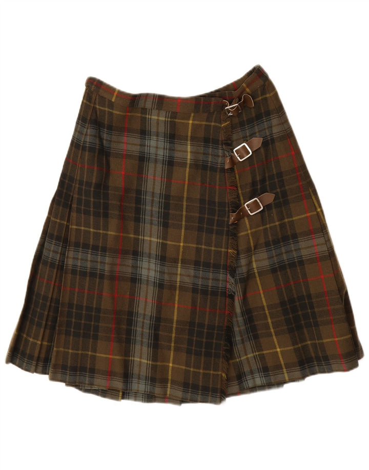 VINTAGE Damen Wickelrock W28 Medium Khaki Plaid