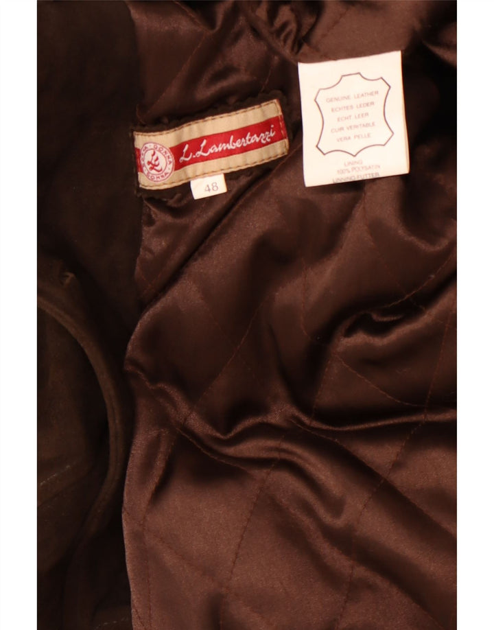 L.Lambertazzi Damen Wildledermantel IT 48 XL Braunes Leder