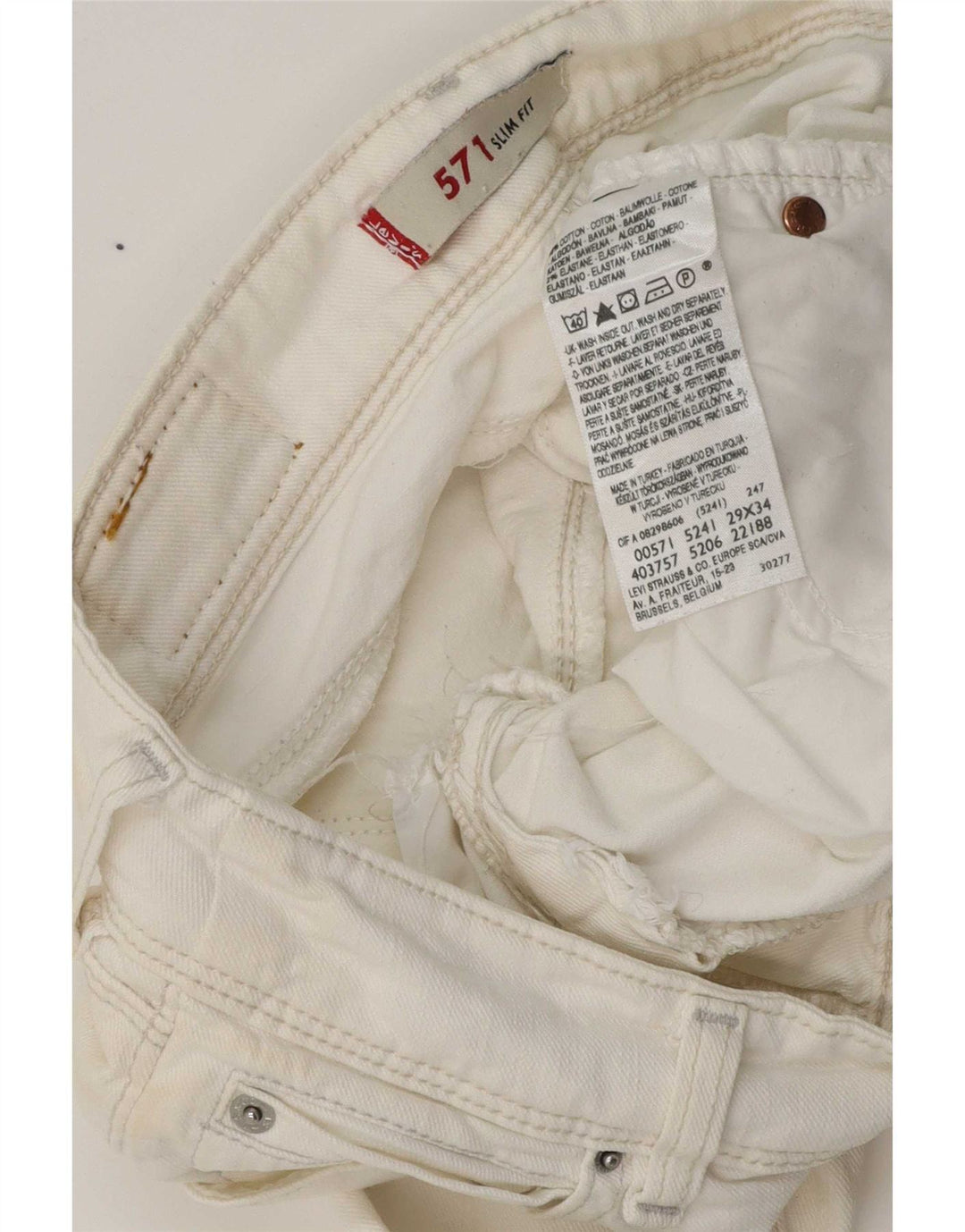 Levi's Damen 571 Slim Jeans W29 L29 Weiße Baumwolle