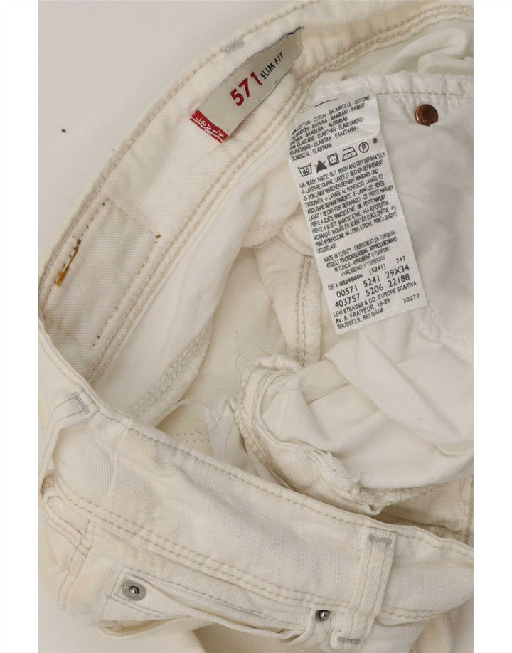 Levi's Damen 571 Slim Jeans W29 L29 Weiße Baumwolle