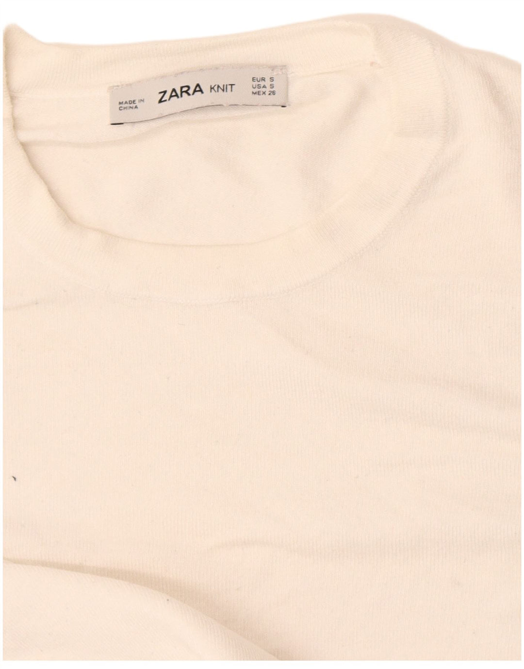 Zara Damen Crop Crew Neck Pullover Pullover UK 10 Small Weiß