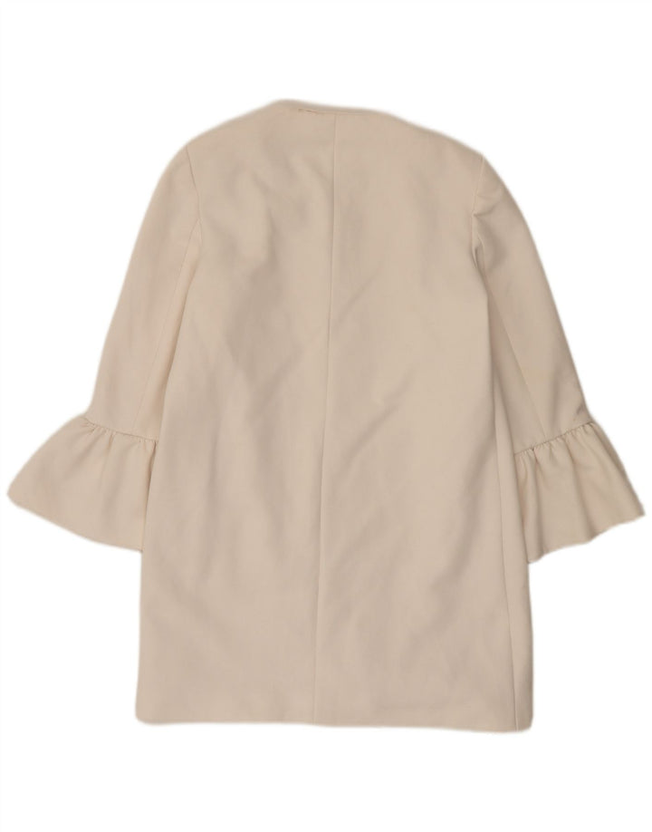 Zara Damen Longline Open Blazer Jacke UK 10 Small Weiß Polyester