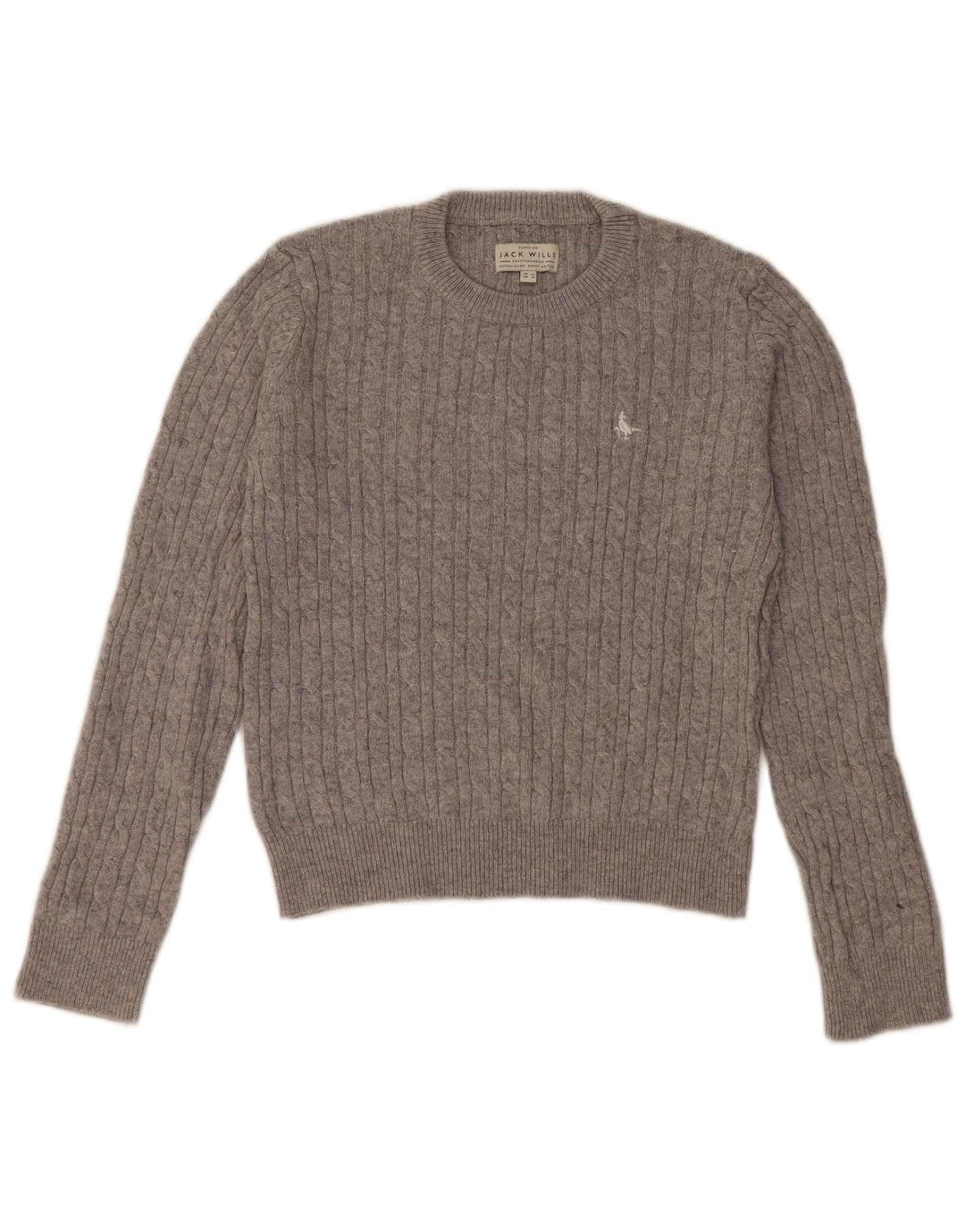 JACK WILLS Damen Crop Crew Neck Pullover Pullover UK 12 Mittelgraue Wolle