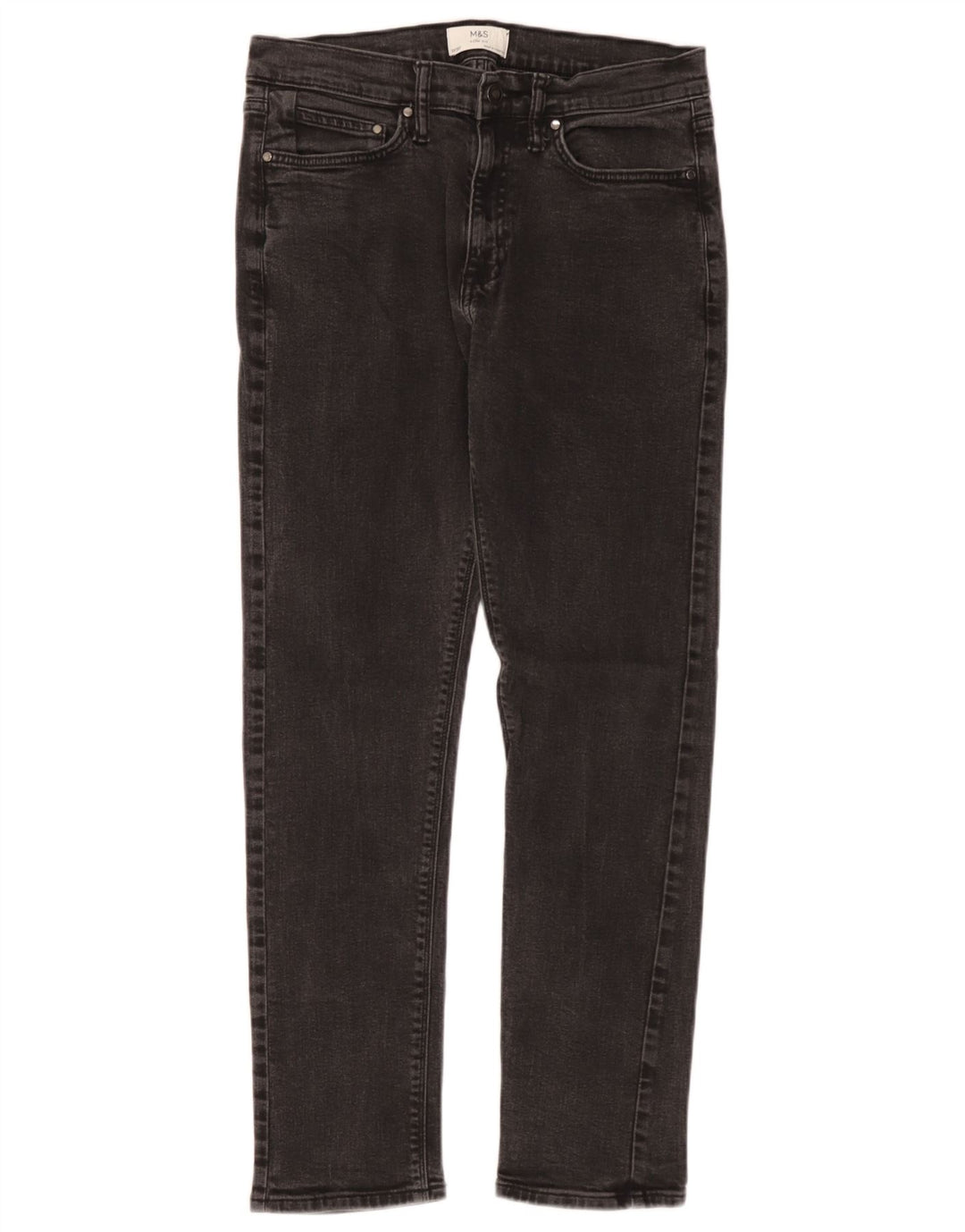 Marks & Spencer Herren Slim Jeans W32 L31 Schwarze Baumwolle