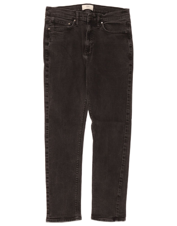 Marks & Spencer Herren Slim Jeans W32 L31 Schwarze Baumwolle