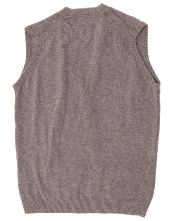 Massimo Dutti Mens Sleeveless Cardigan Sweater XL Grey Wool