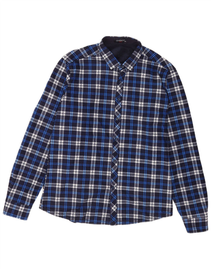 Vintage Herren Flanellhemd 2XL Blau kariert