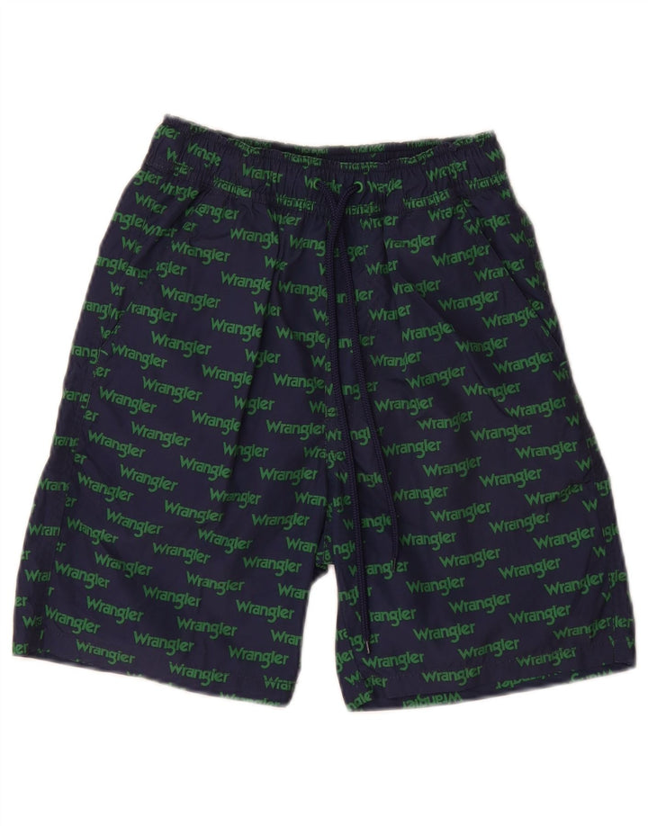 WRANGLER Jungen-Badeshorts mit Grafik, 9–10 Jahre, Größe S, Marineblau, Polyester