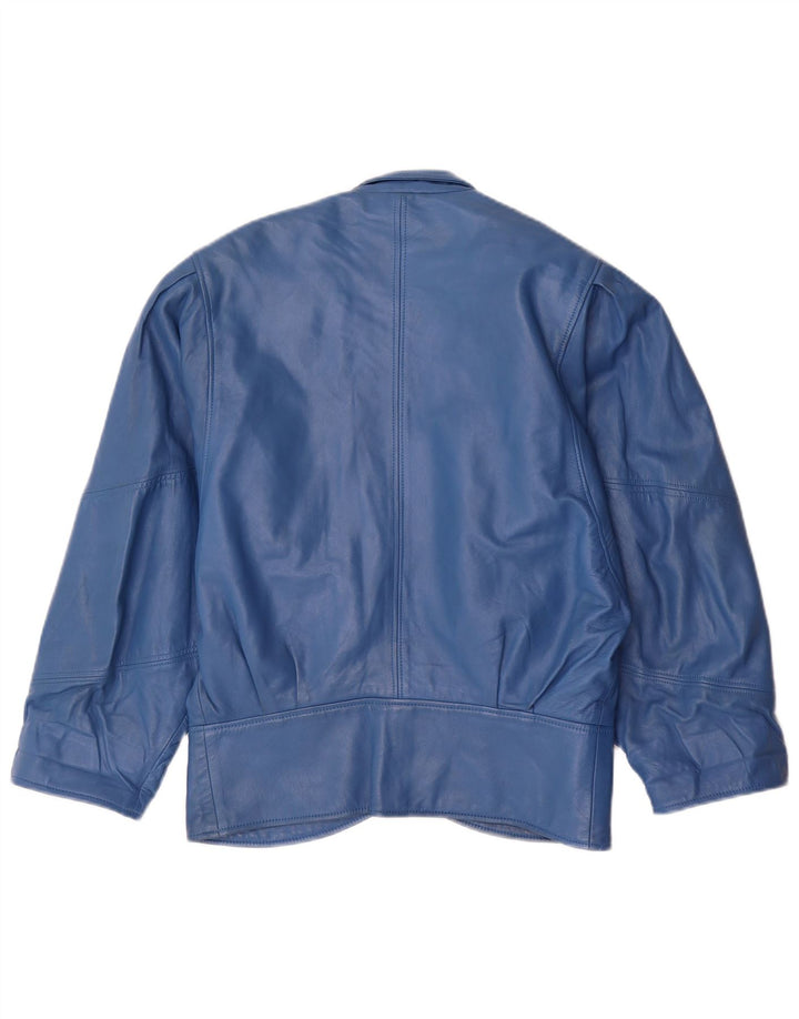 Vintage Damen Übergroße Lederjacke EU 34 XS Blau