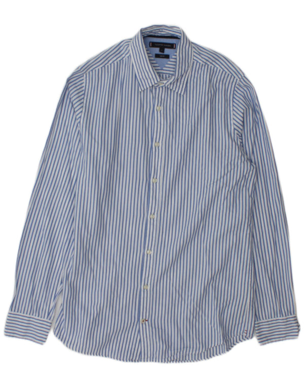 Tommy Hilfiger Herren-Slim-Fit-Hemd aus mittelblauer, gestreifter Baumwolle