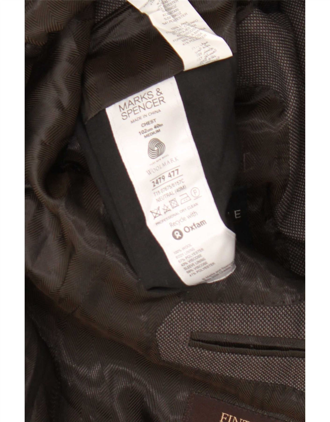 Marks & Spencer Herren-Blazer mit 2 Knöpfen, UK 40, mittelbraun gesprenkelte Wolle