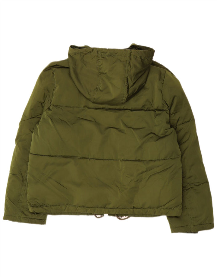 Topshop Wattierte Damenjacke mit Kapuze, UK 12, Mittelgrün, Polyester