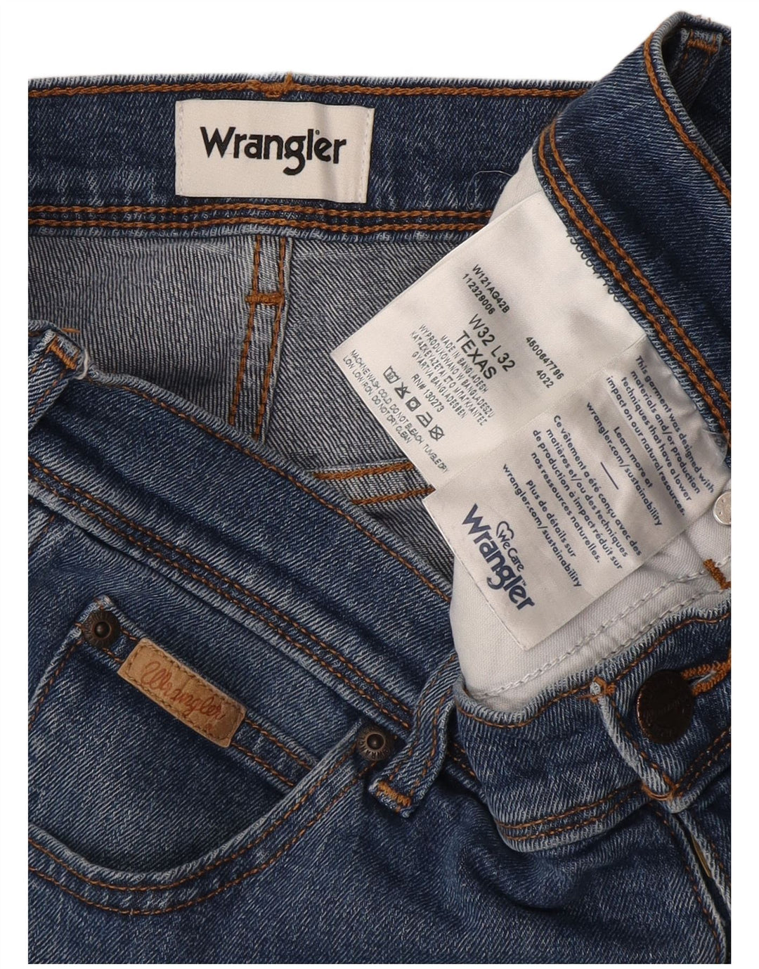 Wrangler Herren Texas Straight Jeans W32 L32 Blaue Baumwolle