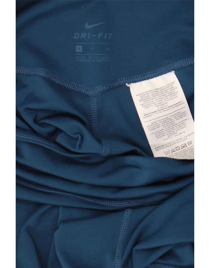 NIKE Womens Dri Fit Graphic Leggings UK 8 Small Blau Polyester