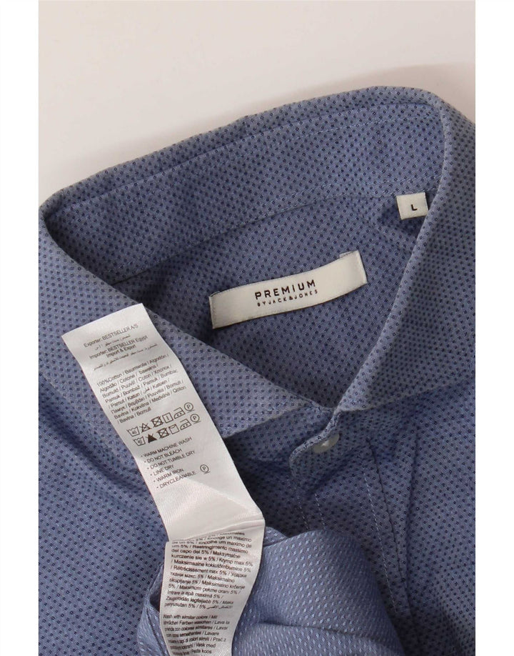 Jack & Jones Herren-Hemd, groß, blau gepunktet, Baumwolle