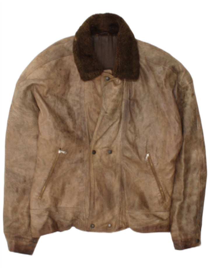 Vintage Herren Lederjacke IT 50 Großes braunes Leder