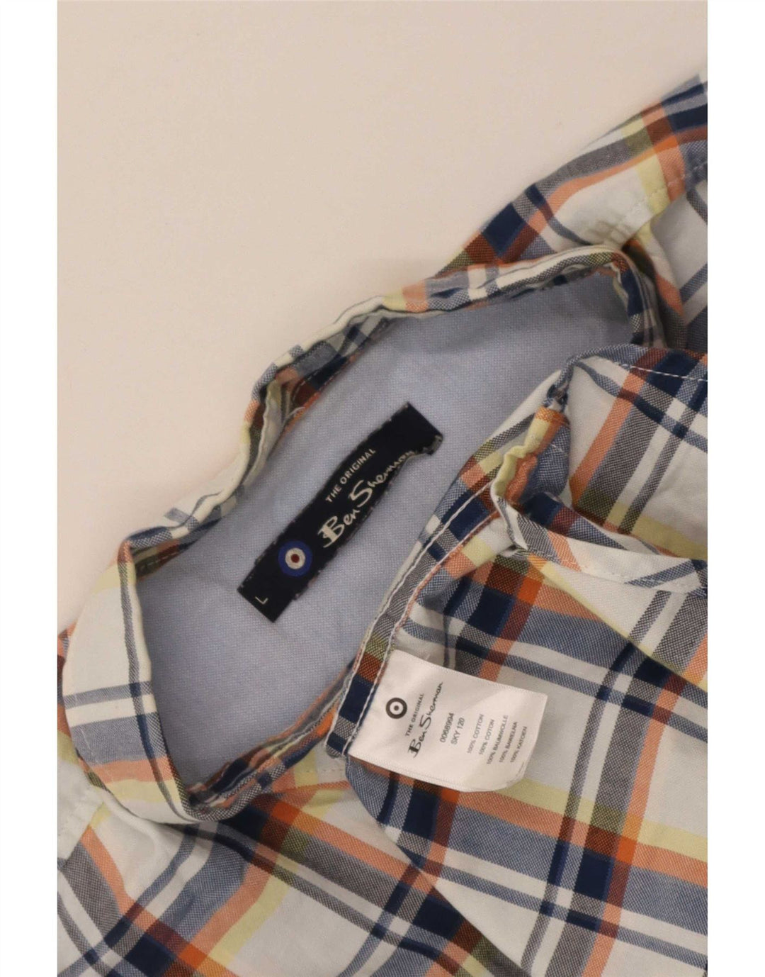Ben Sherman Herren-Kurzarmhemd, groß, blau kariert, Baumwolle