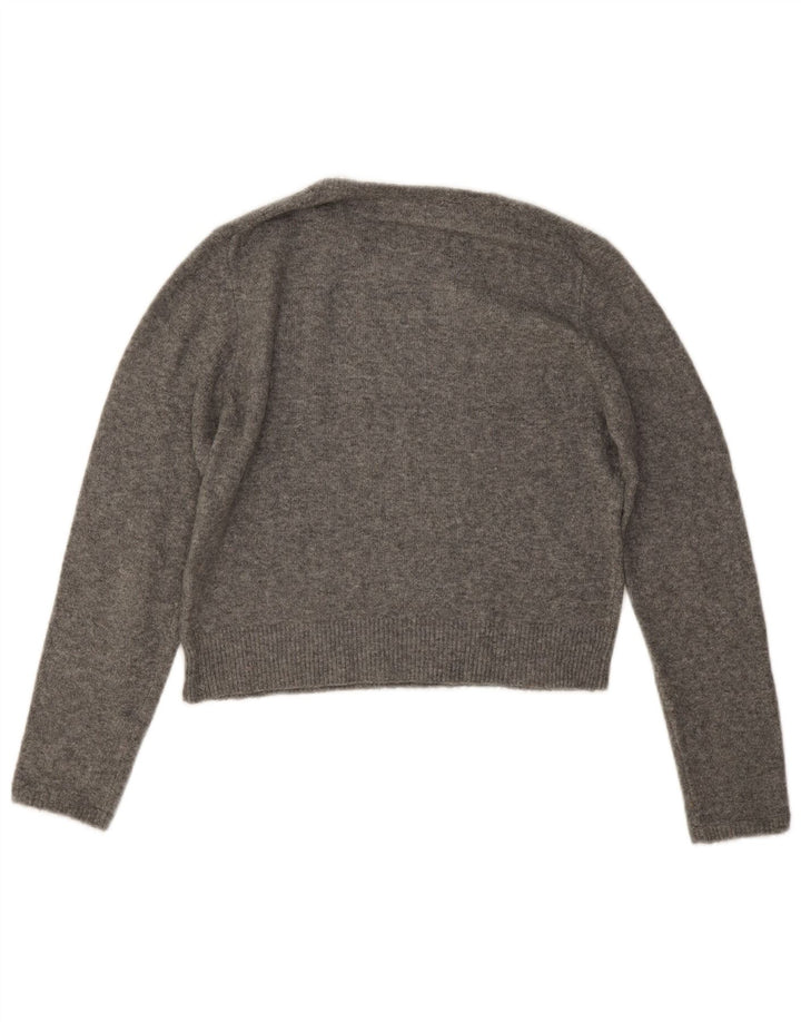 Zara Damen Crop Crew Neck Pullover Pullover UK 14 Mittelgrau