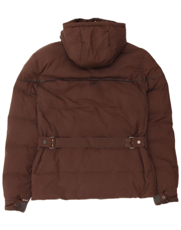 BELSTAFF Womens Hooded Padded Jacket IT 46 Large Brown Nylon
