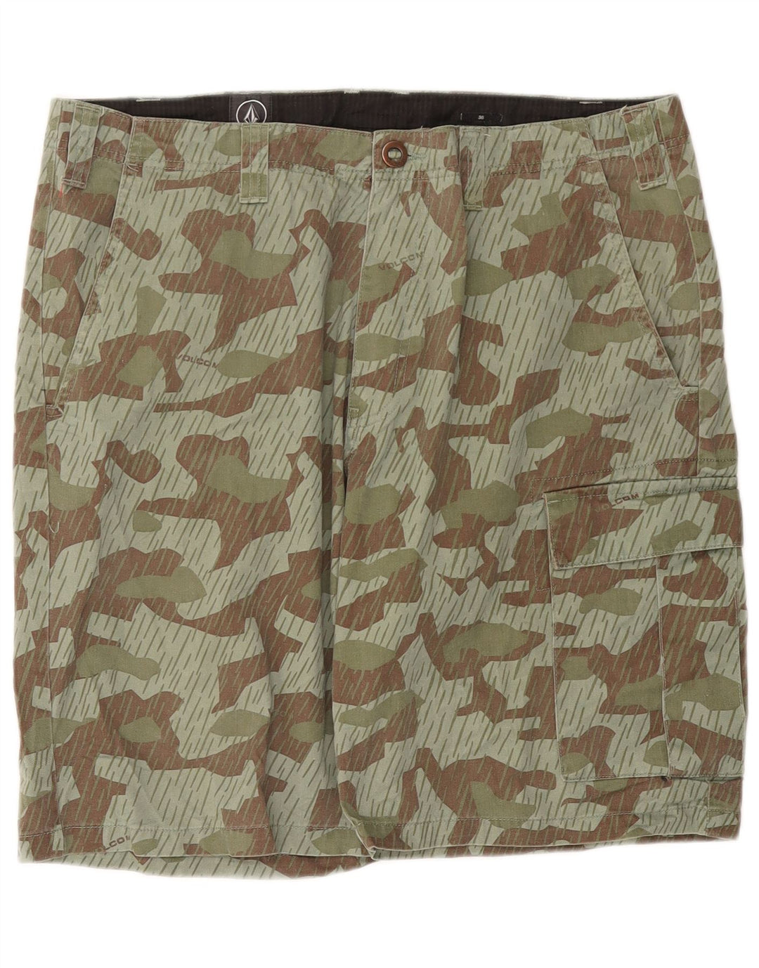 Volcom Herren Cargoshorts W36 Large Grün Camouflage