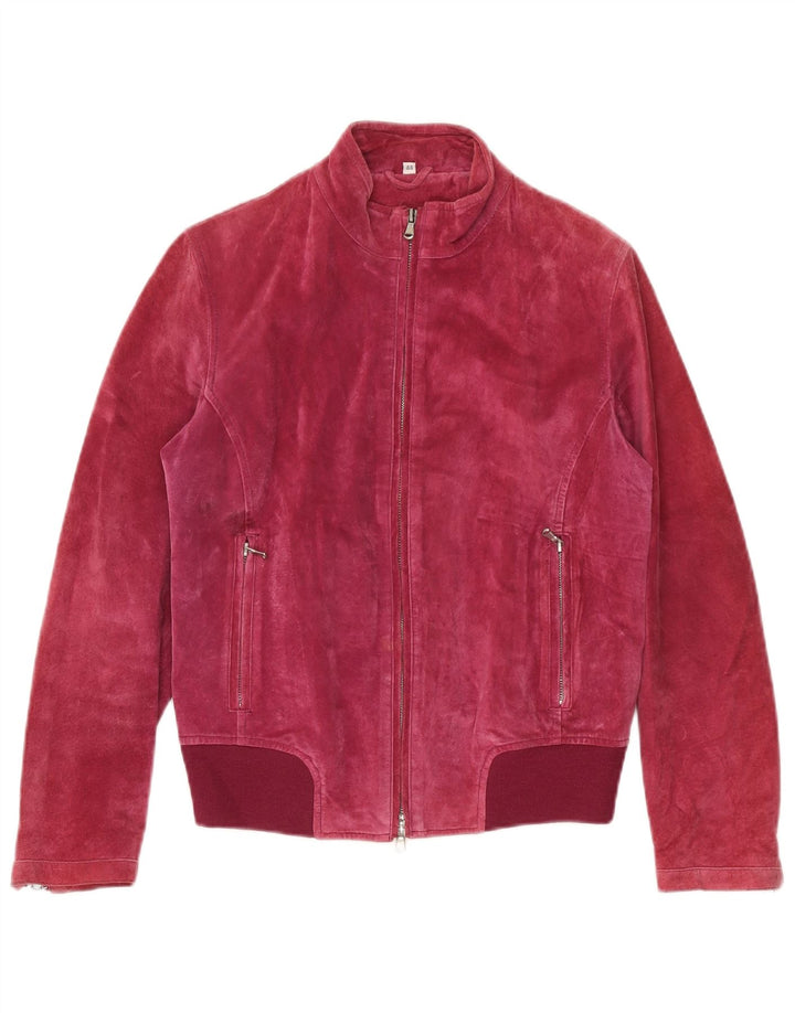Vintage Damen Wildleder Bomberjacke IT 44 Mittelrosa Leder