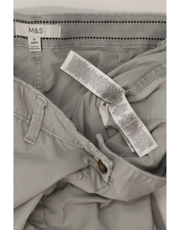 Marks & Spencer Damen-Hose, kurz geschnitten, UK 46, Größe L, W36, L26, Grau, Baumwolle