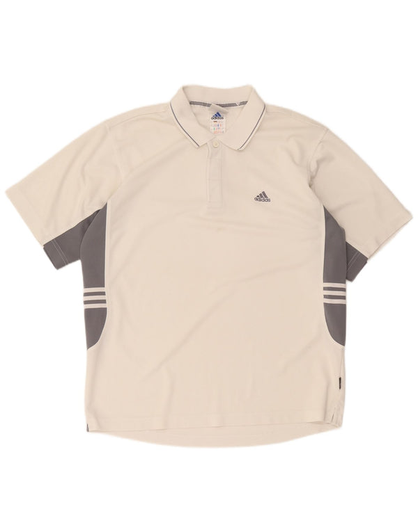 Adidas Herren Climalite Poloshirt UK 40/42 Mittelweiß Farbblock