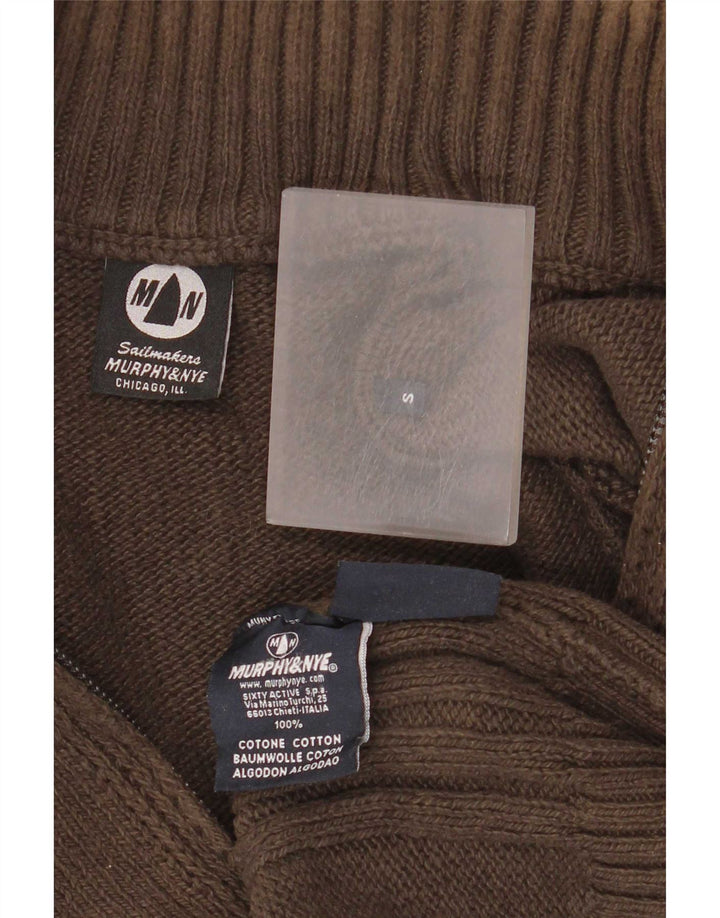 Murphy & Nye Herren-Sailmakers-Cardigan, Größe S, braune Baumwolle