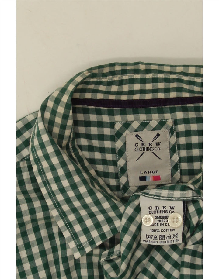 Crew Clothing Herrenhemd, groß, grün, Gingham-Baumwolle