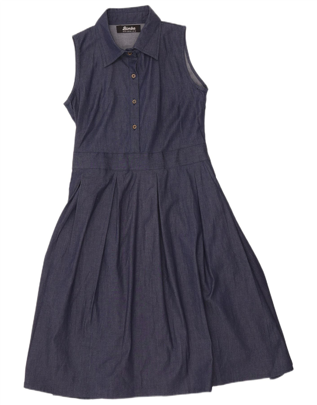 VINTAGE Damen ärmelloses Jeanskleid UK 12 Medium Marineblau