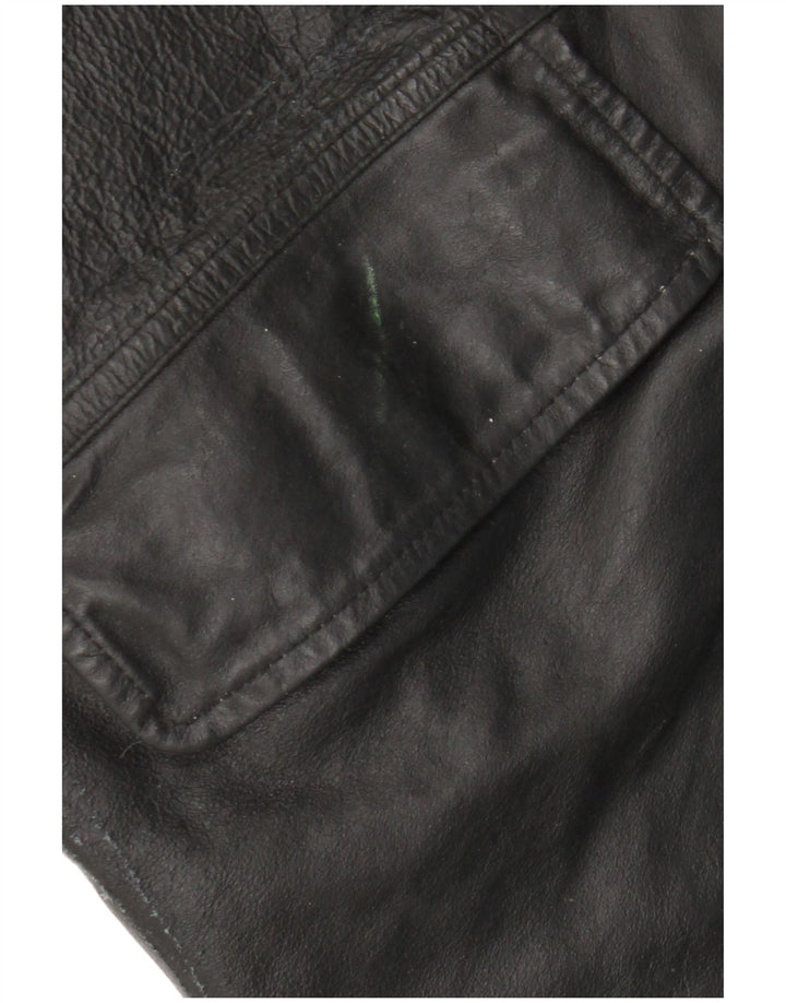 VINTAGE Herren Lederjacke IT 54 2XL Schwarzes Leder