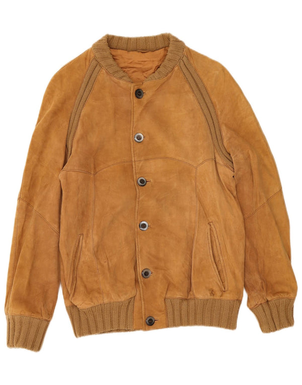 Vintage Herren Wildleder Bomberjacke IT 46 Small Beige