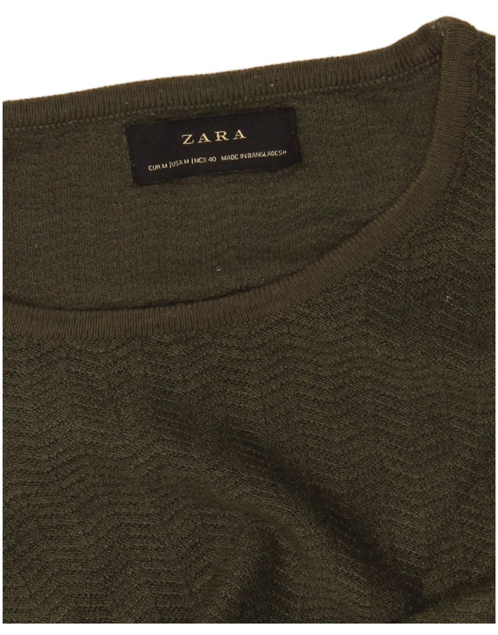 Zara Herren-Pullover mit Rundhalsausschnitt, Mittelgrün