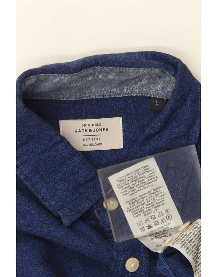 Jack & Jones Herren-Hemd, groß, marineblau, Baumwolle