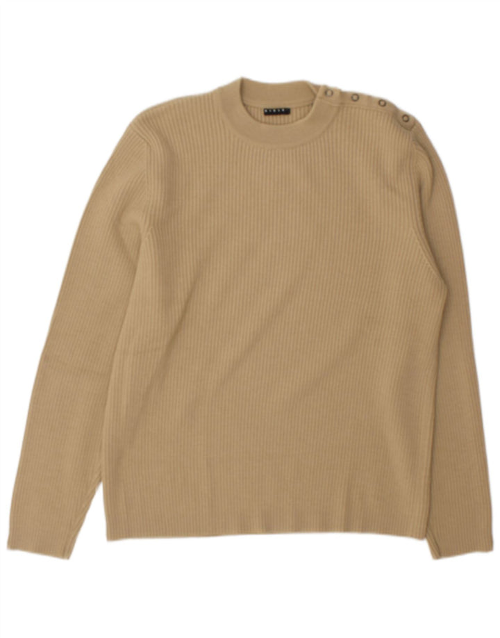 Sisley Herren-Pullover mit Rundhalsausschnitt, XL, beige Wolle