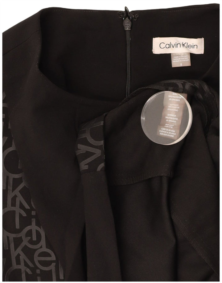CALVIN KLEIN Damen Grafisches ärmelloses Etuikleid US 8 Medium Schwarz