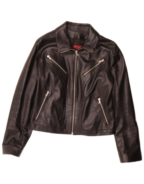 Private Damen Lederjacke IT 44 Medium Schwarz
