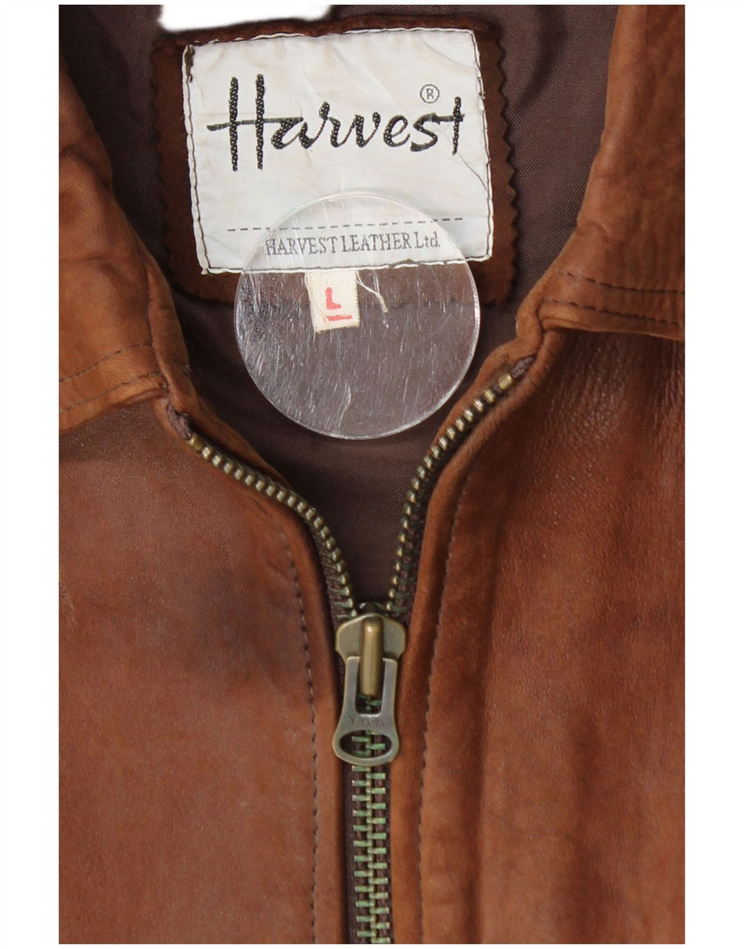 Harvest Herren-Lederjacke, Größe 40, großes braunes Leder