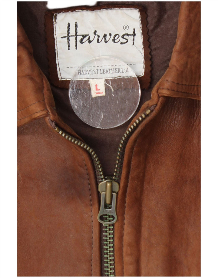 Harvest Herren-Lederjacke, Größe 40, großes braunes Leder