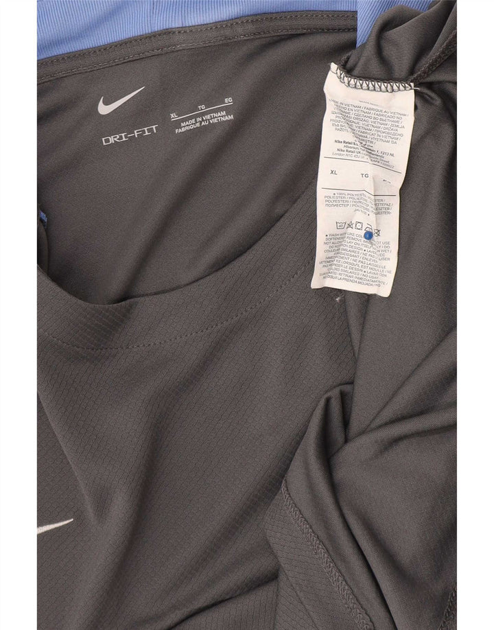 Nike Herren Dri Fit T-Shirt Top XL Graues Colourblock-Polyester
