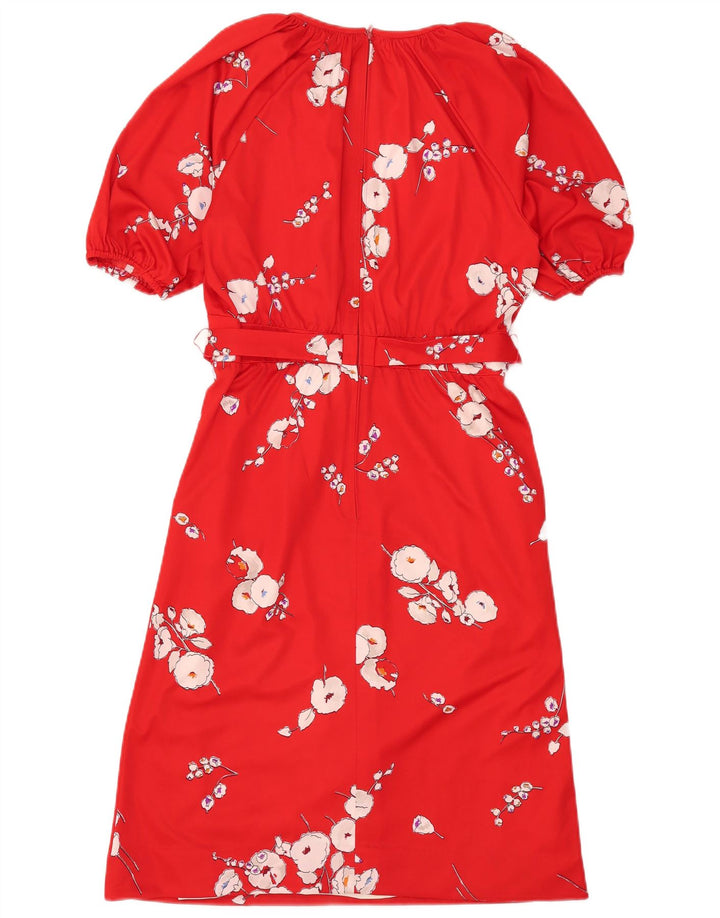 Trevira Damen-A-Linien-Kleid IT 40 Small Red Floral Polyester