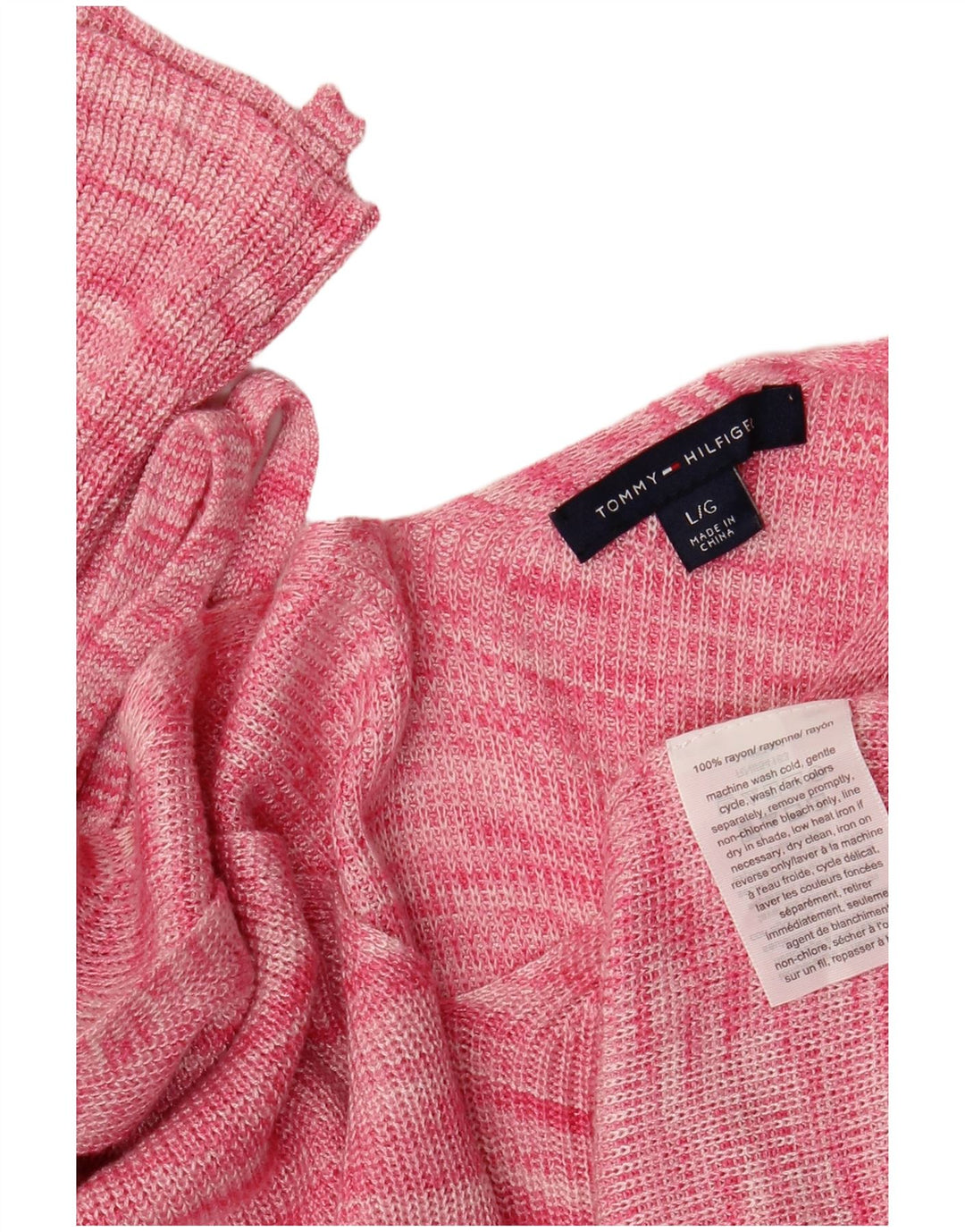 TOMMY HILFIGER Damen-Pullover mit V-Ausschnitt, Gr. 14, groß, rosa gefleckt