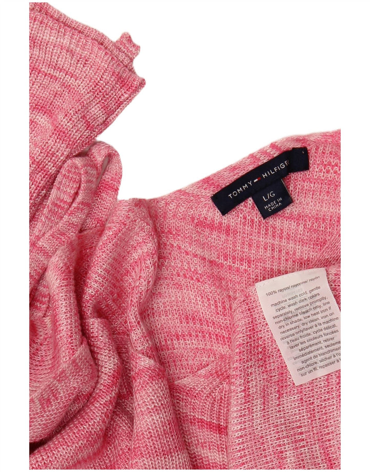 TOMMY HILFIGER Damen-Pullover mit V-Ausschnitt, Gr. 14, groß, rosa gefleckt