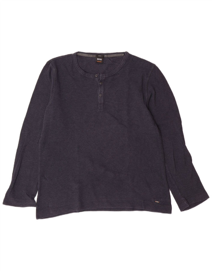 HUGO BOSS Herren Slim Fit Top Langarm 2XL Marineblau Baumwolle